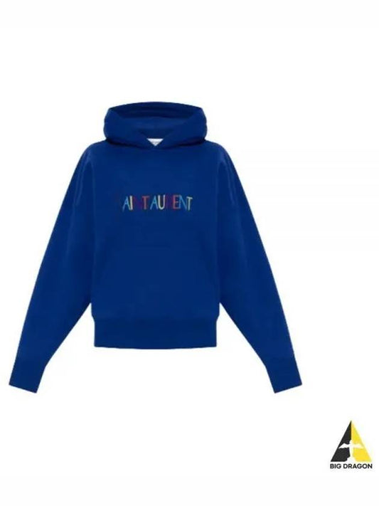 Multicolor Logo Cotton Hoodie Blue 717847 Y37CG - SAINT LAURENT - BALAAN 1