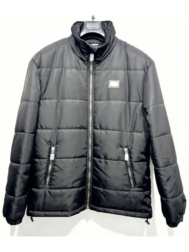 Logo Patch Zipper Down Jacket Black - DOLCE&GABBANA - BALAAN 3