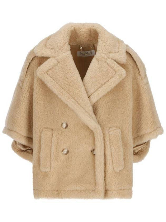 ADESSO Wool Silk Teddy Fabric Fur Cape Albino - MAX MARA - BALAAN.