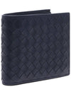 Intrecciato Calf Leather Half Wallet Navy - BOTTEGA VENETA - BALAAN 4