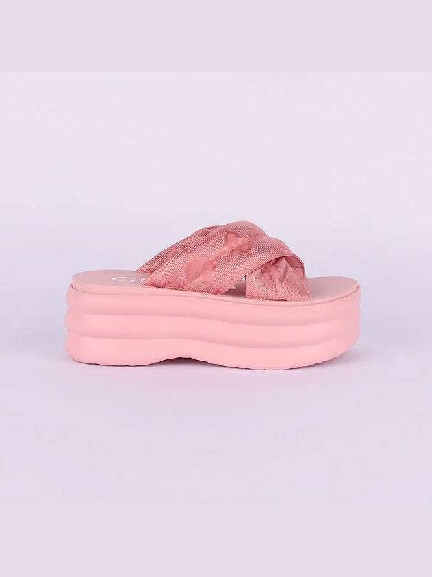 GG Platform Padded Nylon Slide Sandals Light Pink - GUCCI - BALAAN 3