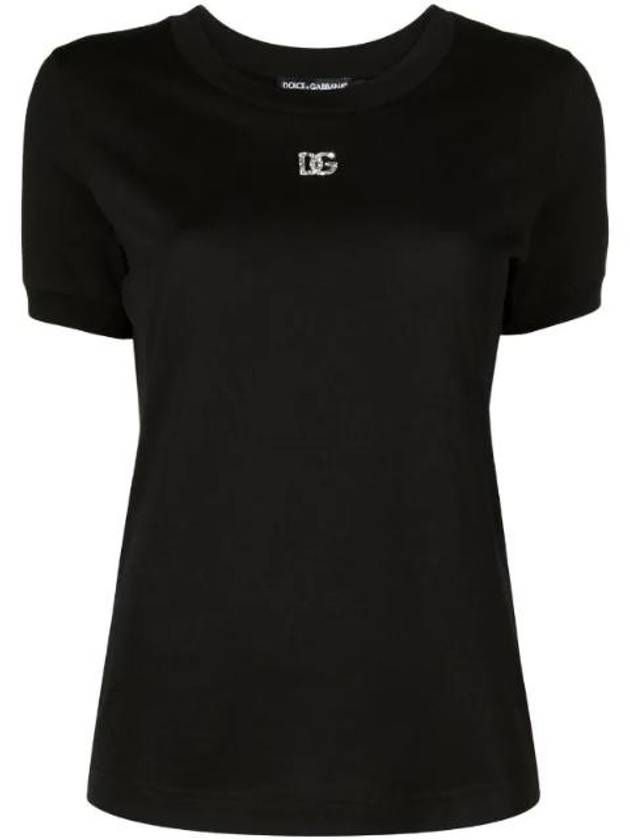 Crystal embellished round neck t-shirt F8N08ZG7B3U - DOLCE&GABBANA - BALAAN 1