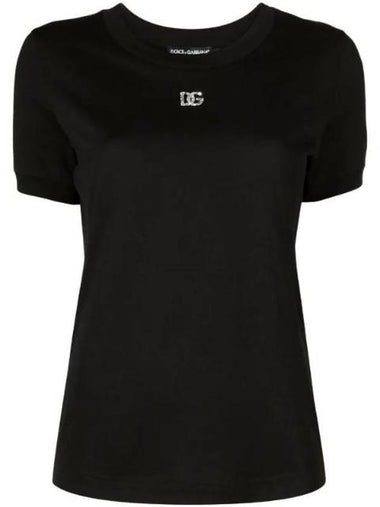 Crystal embellished round neck t-shirt F8N08ZG7B3U - DOLCE&GABBANA - BALAAN 1