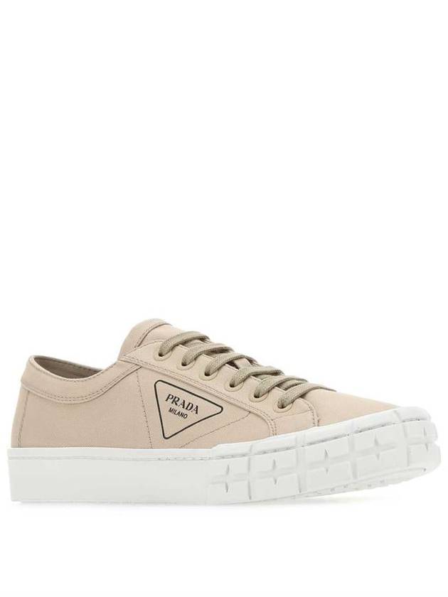 Men's Gabardine Fabric Low Top Sneakers Beige - PRADA - BALAAN 3