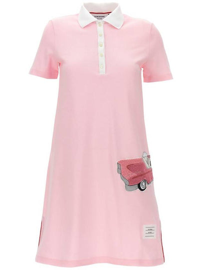 car applique short sleeve mini PK dress light pink - THOM BROWNE - BALAAN 2