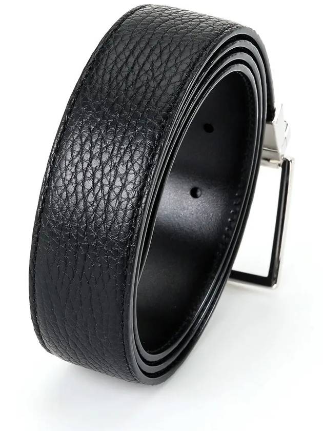 Charlton Classic Buckle Leather Belt Black - BALLY - BALAAN 3