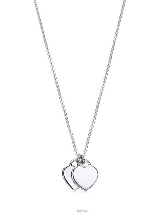 Tiffany Pink Double Heart Tag Pendant Silver Necklace - TIFFANY & CO. - BALAAN 4