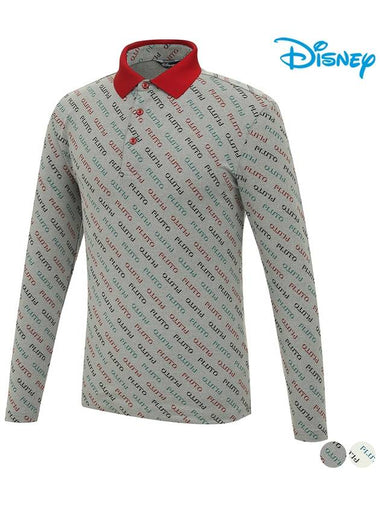 Men s logo pattern color combination long sleeved collar T shirt DO3MTS006 - DISNEY GOLF - BALAAN 1