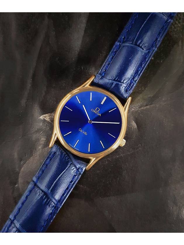 Deville blue plate unisex quartz leather watch - OMEGA - BALAAN 3