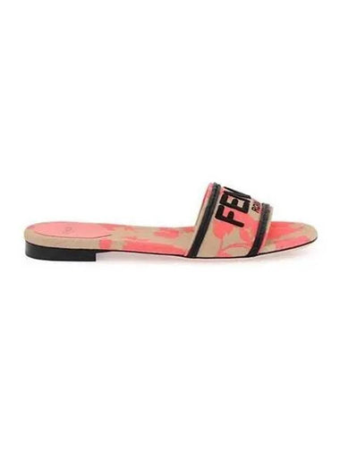 Women s Logo Canvas Slide Slippers Pink 8R8092 AN7M - FENDI - BALAAN 1