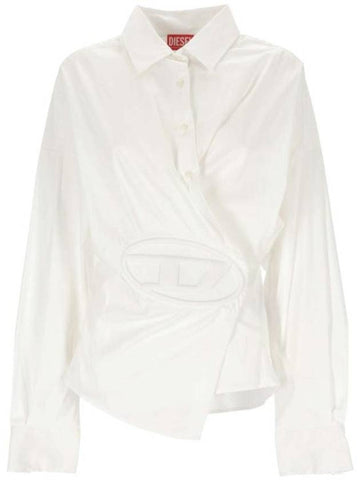 C Siz N1 Embossed Logo Wrap Long Sleeve Shirt White - DIESEL - BALAAN 1