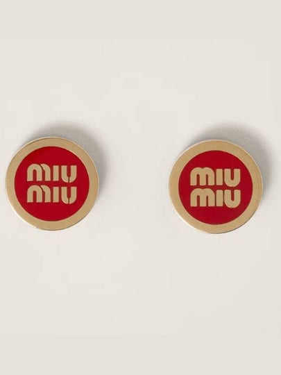 Enameled Metal Earrings Red - MIU MIU - BALAAN 2