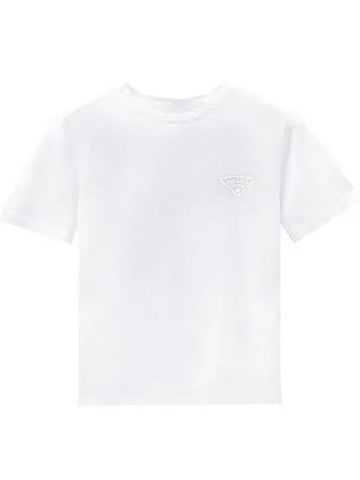 Chest Logo Round Short Sleeve T Shirt White Men s 270422 - PRADA - BALAAN 1