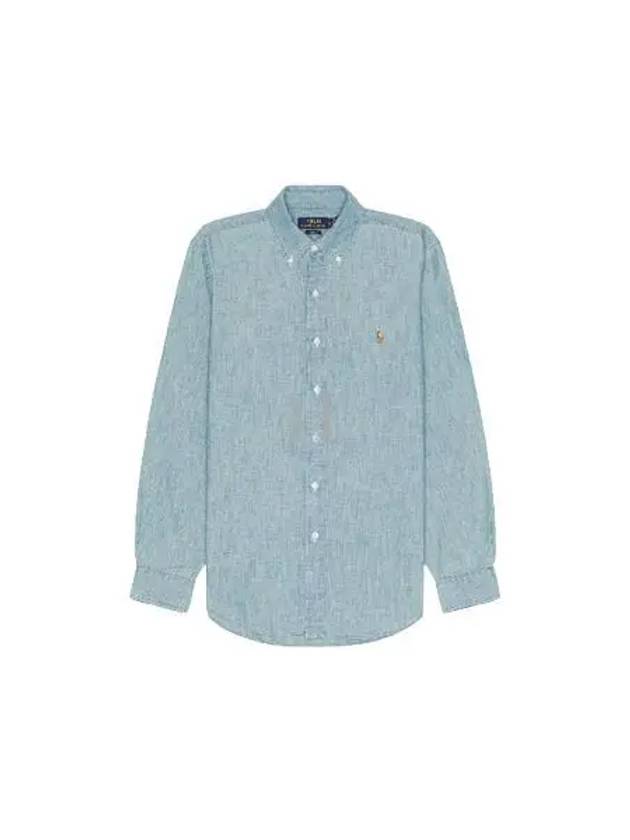 Embroidered Pony Logo Chambray Long Sleeves Shirt Denim Blue - POLO RALPH LAUREN - BALAAN 2