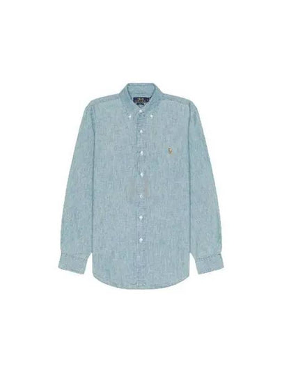 Embroidered Pony Logo Chambray Long Sleeves Shirt Denim Blue - POLO RALPH LAUREN - BALAAN 2