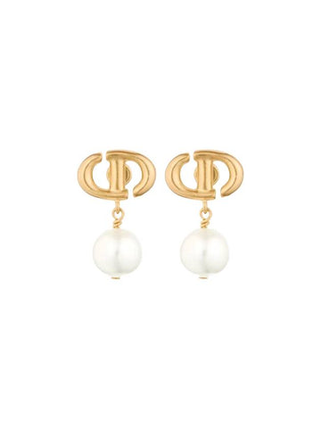 CD Navy Earrings Gold White - DIOR - BALAAN 1