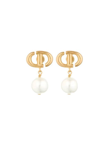 CD Navy Earrings Gold White - DIOR - BALAAN 1