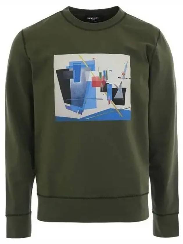 Geometric Print Khaki Sweatshirt 271589 - KITON - BALAAN 1