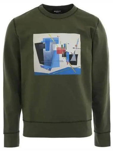 Geometric Print Khaki Sweatshirt 271589 - KITON - BALAAN 1