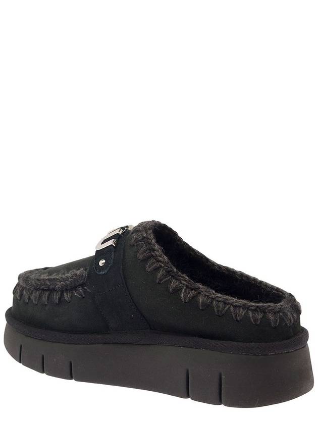 'Bounce' Black Mules With Logo Lettering And Open Rear In Suede Woman - MOU - BALAAN 3