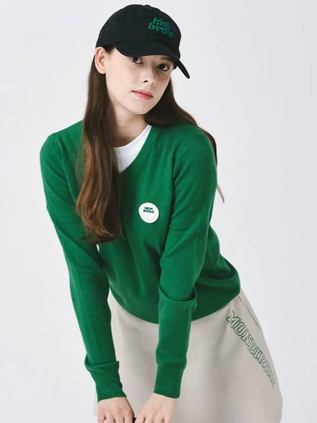 Signature wappen V neck long sleeve knit GREEN - MONBIRDIE GOLF - BALAAN 2