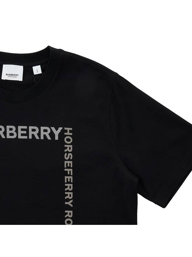 Women's Horseferry Square Print Cotton Short Sleeve T-Shirt Black - BURBERRY - BALAAN 5