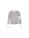 4 Bar Fine Merino Hector Crew Neck Pullover Knit Top Grey - THOM BROWNE - BALAAN 1