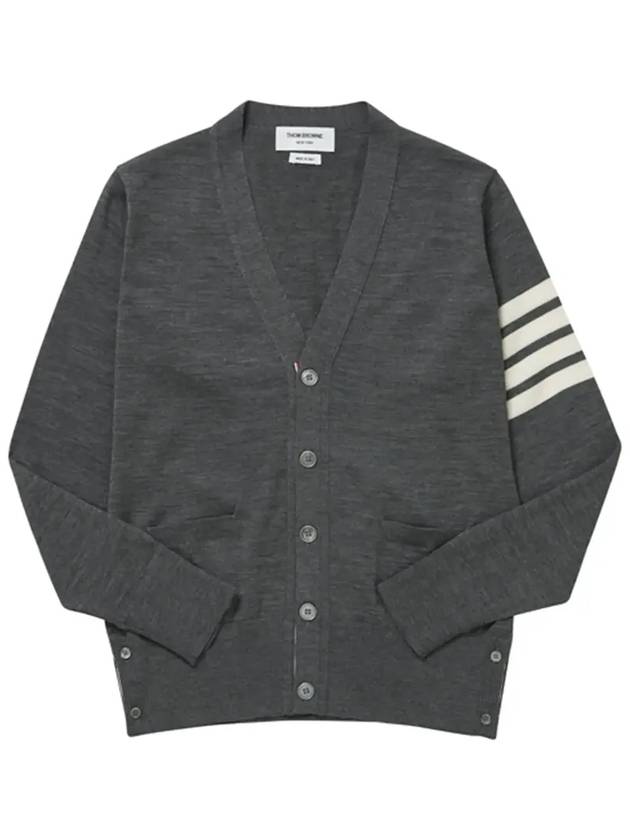 Men's Sustainable Classic Diagonal Wool Cardigan Medium Grey - THOM BROWNE - BALAAN 6