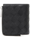 Intrecciato Bifold Calfskin Half Wallet Black - BOTTEGA VENETA - BALAAN 4