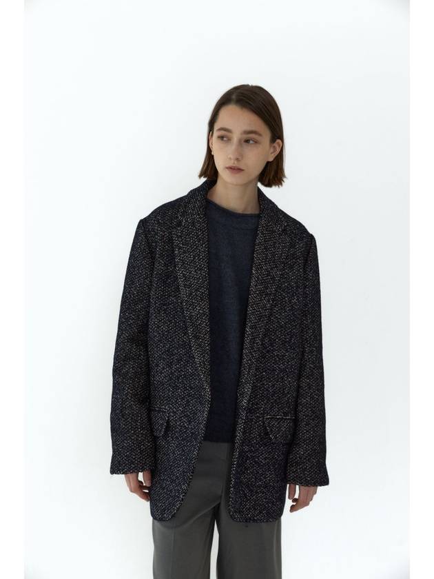 Women's One Button Tweed Better Than Jacket Charcoal - KILHOUETTE - BALAAN 2