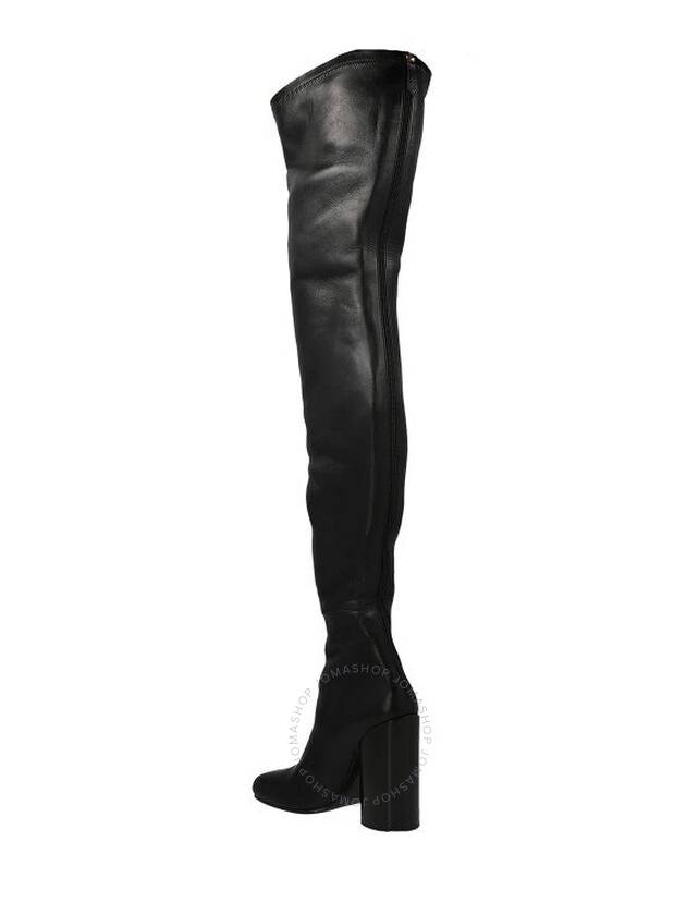 Leather Over The Knee Socks Long Boots Black - BURBERRY - BALAAN 3