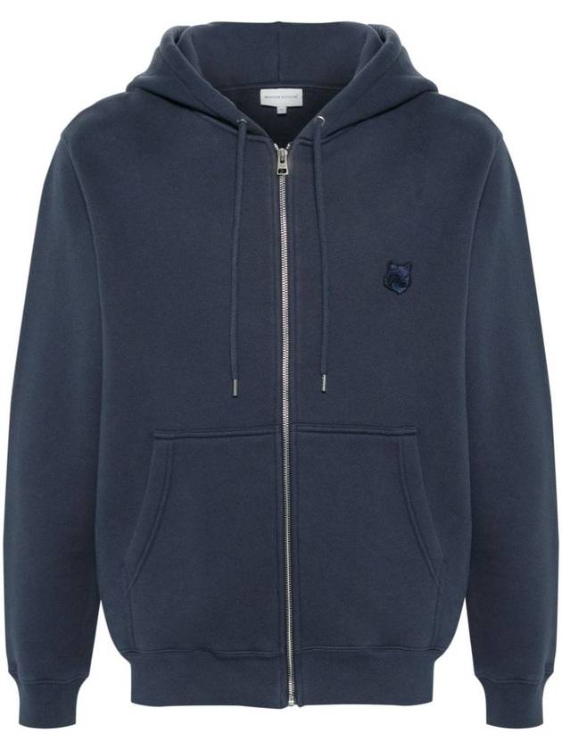 Bold Fox Head Patch Cotton Zip-Up Hoodie Ink Blue - MAISON KITSUNE - BALAAN 2