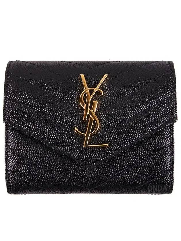 Matelasse Monogram Quilting Flap Half Wallet Black - SAINT LAURENT - BALAAN 2