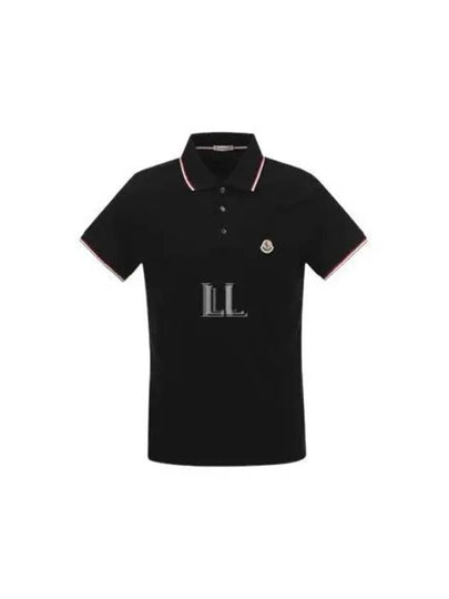 Small Logo Patch Short Sleeve Cotton Polo Shirt Black - MONCLER - BALAAN 2