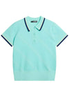 Women's Feline Knit Short Sleeve Polo Shirt Aruba Blue - J.LINDEBERG - BALAAN 3