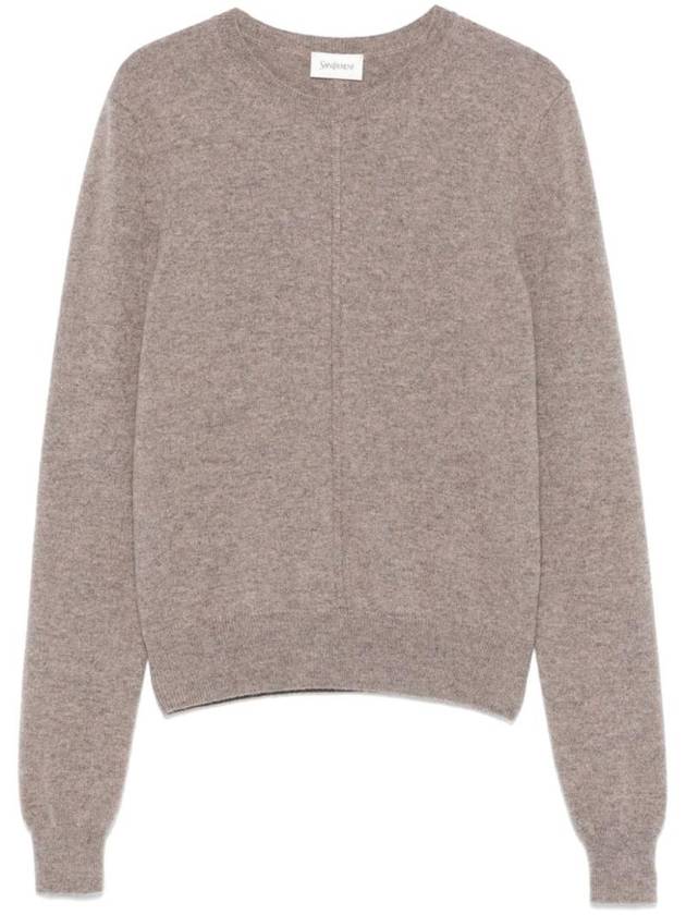 Openwork Cashmere Sweatshirt Taupe - SAINT LAURENT - BALAAN 1