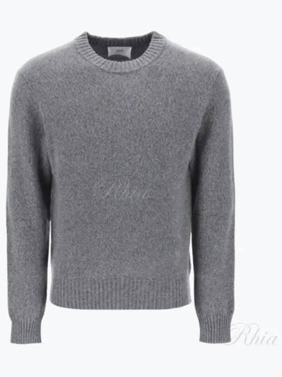 Men's Cashmere Blend Crew Neck Knit Top Grey - AMI - BALAAN 2