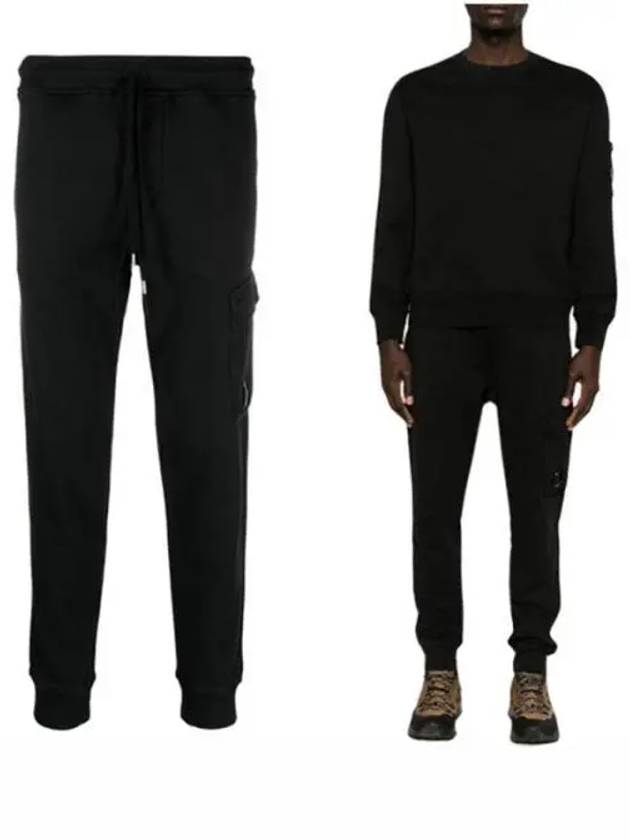 Diagonal Fleece Cargo Track Pants Black - CP COMPANY - BALAAN 2