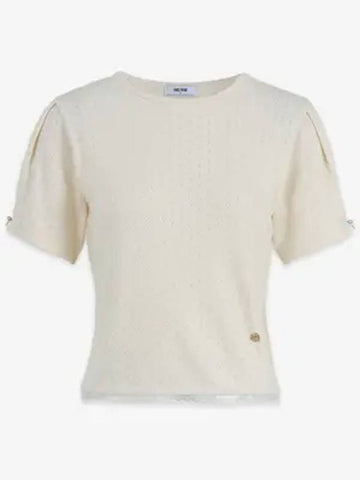 Creamy punching lace short sleeve t shirt - MICANE - BALAAN 1