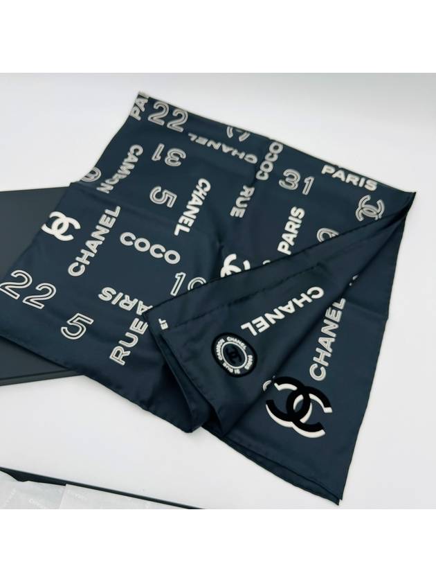 Silk Scarf Velvet Logo Square Black AAA240B - CHANEL - BALAAN 6