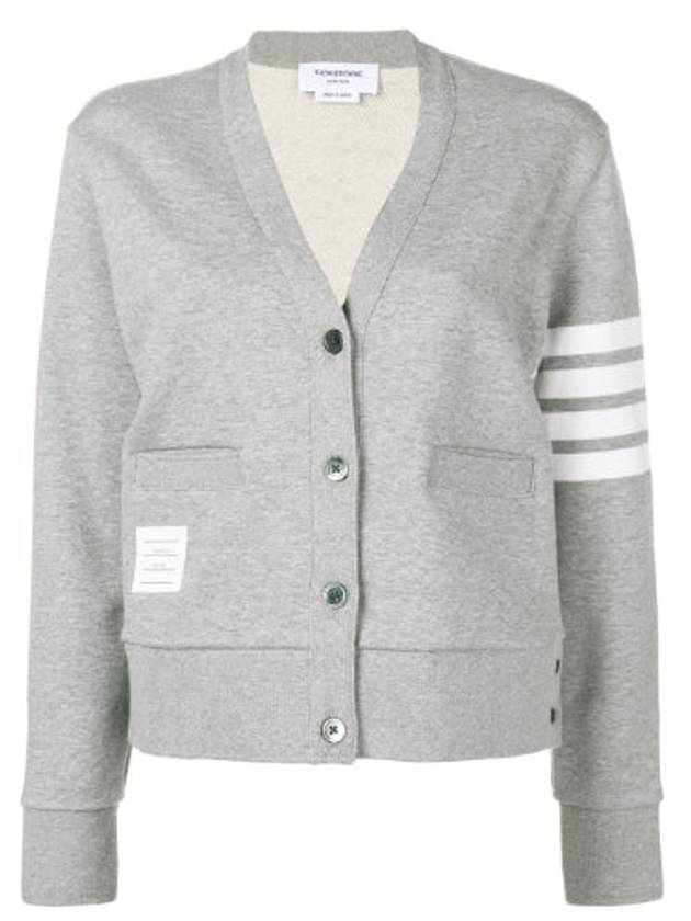 4-Bar Loopback Jersey Cardigan Light Grey - THOM BROWNE - BALAAN 2