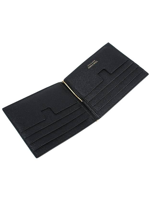 Small Grain Leather Money Clip Half Wallet Black - TOM FORD - BALAAN 10