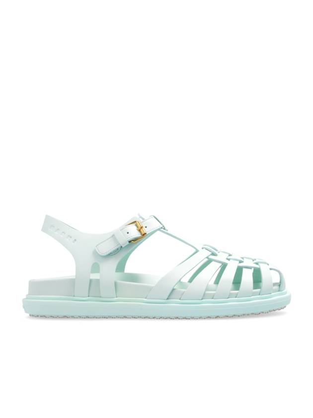 Leather Flat Sandals Light Blue - MARNI - BALAAN 2