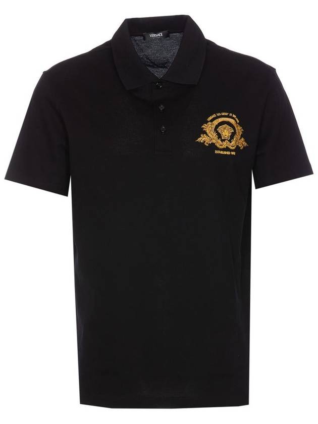 Medusa Head Pique Polo Shirt Black - VERSACE - BALAAN 2