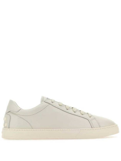 Men's Lace Up Leather Low Top Sneakers Milk White - TOD'S - BALAAN 2