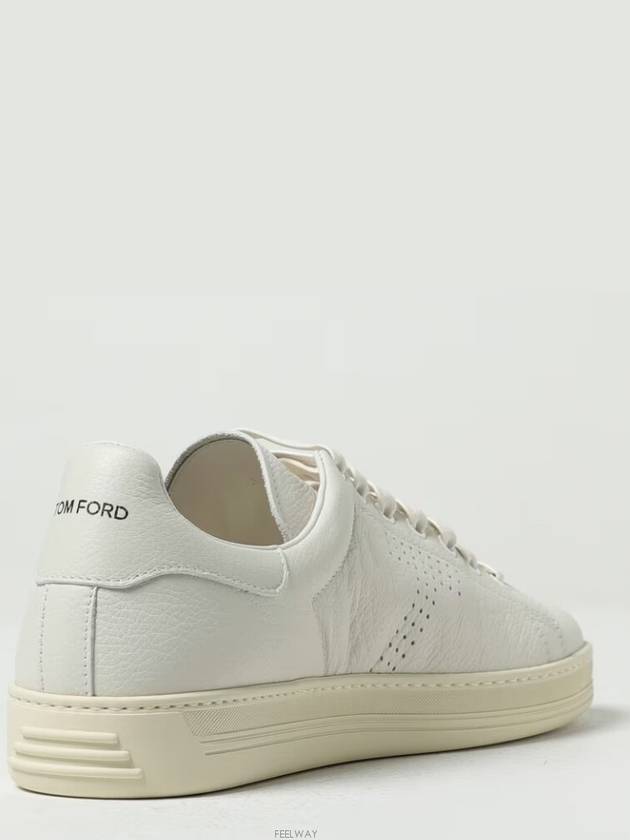 Logo Leather Low Top Sneakers White - TOM FORD - BALAAN 4