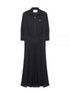 Logo Plaque Zipper Viscose Long Dress Black - PRADA - BALAAN 2