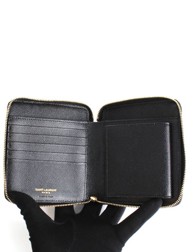 Monogram Compact Zipper Halfwallet Black - SAINT LAURENT - BALAAN 5