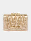 Logo Matelasse Leather Half Wallet Gold - MIU MIU - BALAAN 2