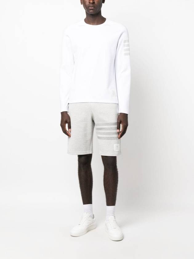 4-Bar Striped Cotton Long Sleeve T-Shirt White - THOM BROWNE - BALAAN 3